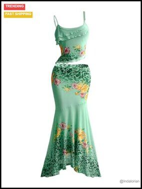 Women's 2 Piece Skirt Set Cami Top and Maxi Skirt Boho Vacation Outfit